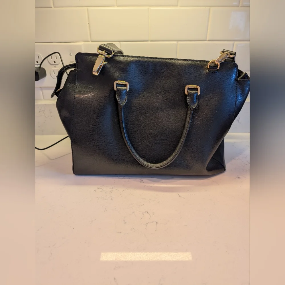 Lauren Ralph Lauren Whitby Black and White Snakeskin Satchel